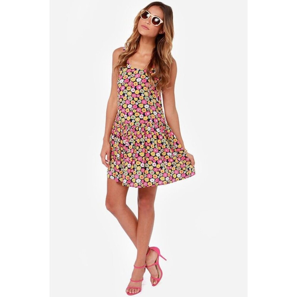 Lulus Womens Exclusive Poppy Hour Floral Print Mini Dress Medium Multicolor Boho